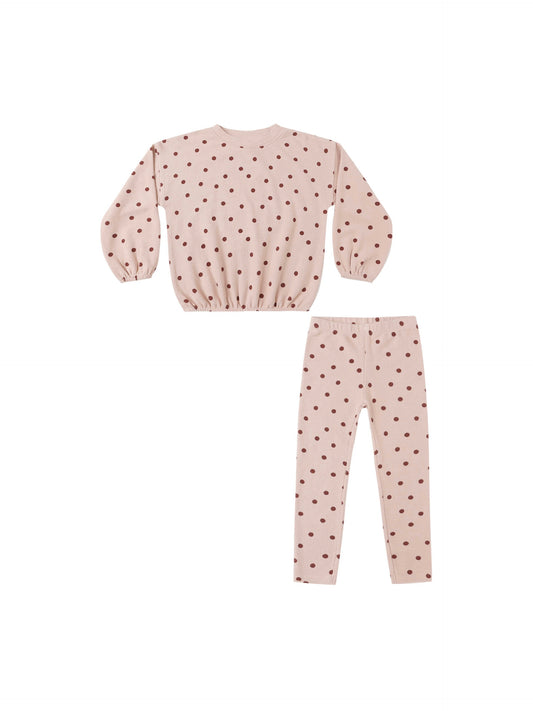 Blush Polka Dot Spongey Knit Set