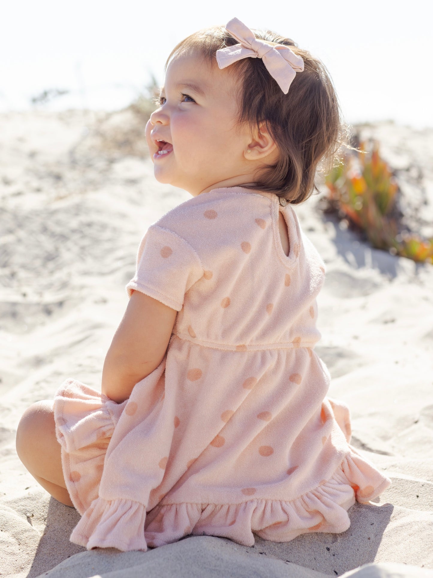 Melon Polka Dot Terry Dress