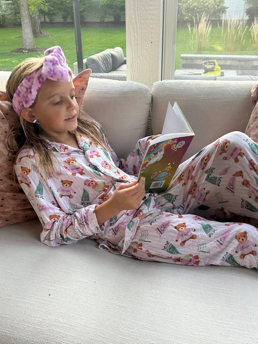 Chitown Teddy's Button Down Pajamas- PINK