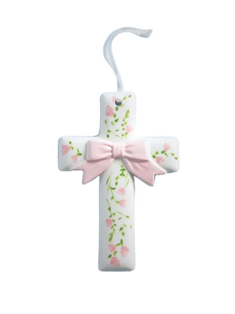 Ceramic Cross - Pink Bow