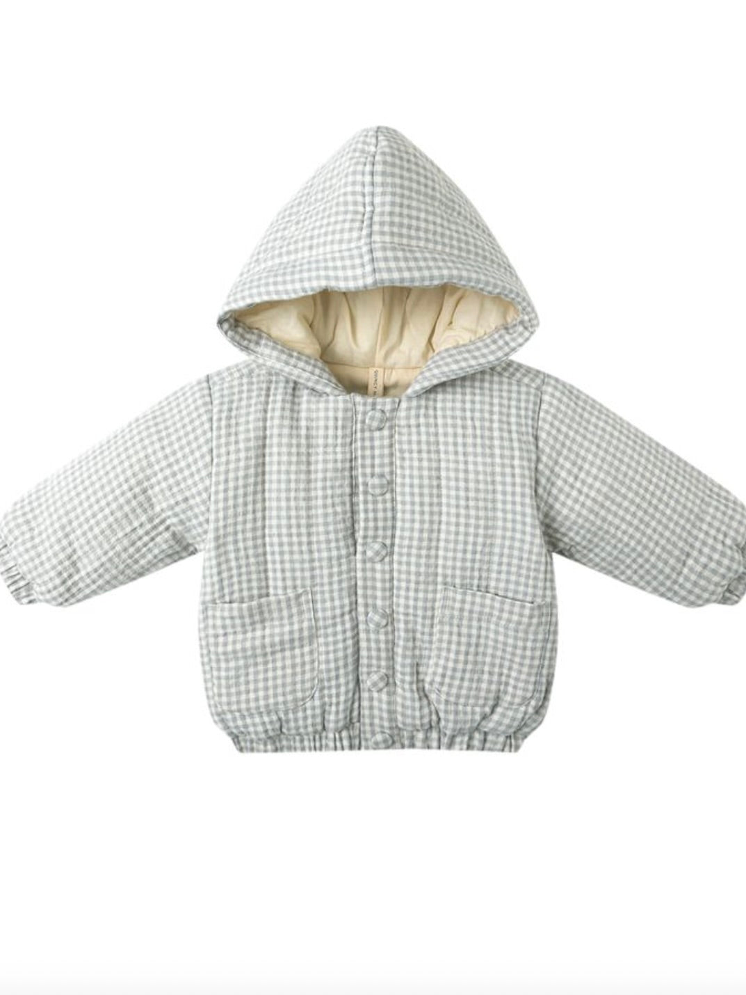 Blue Gingham Hooded Woven Jacket