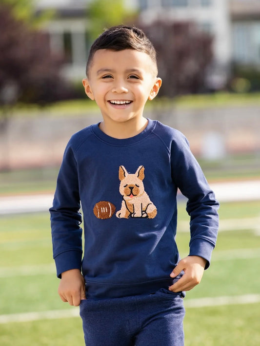 Embroidered Crewneck Sweatshirt - Football Pups
