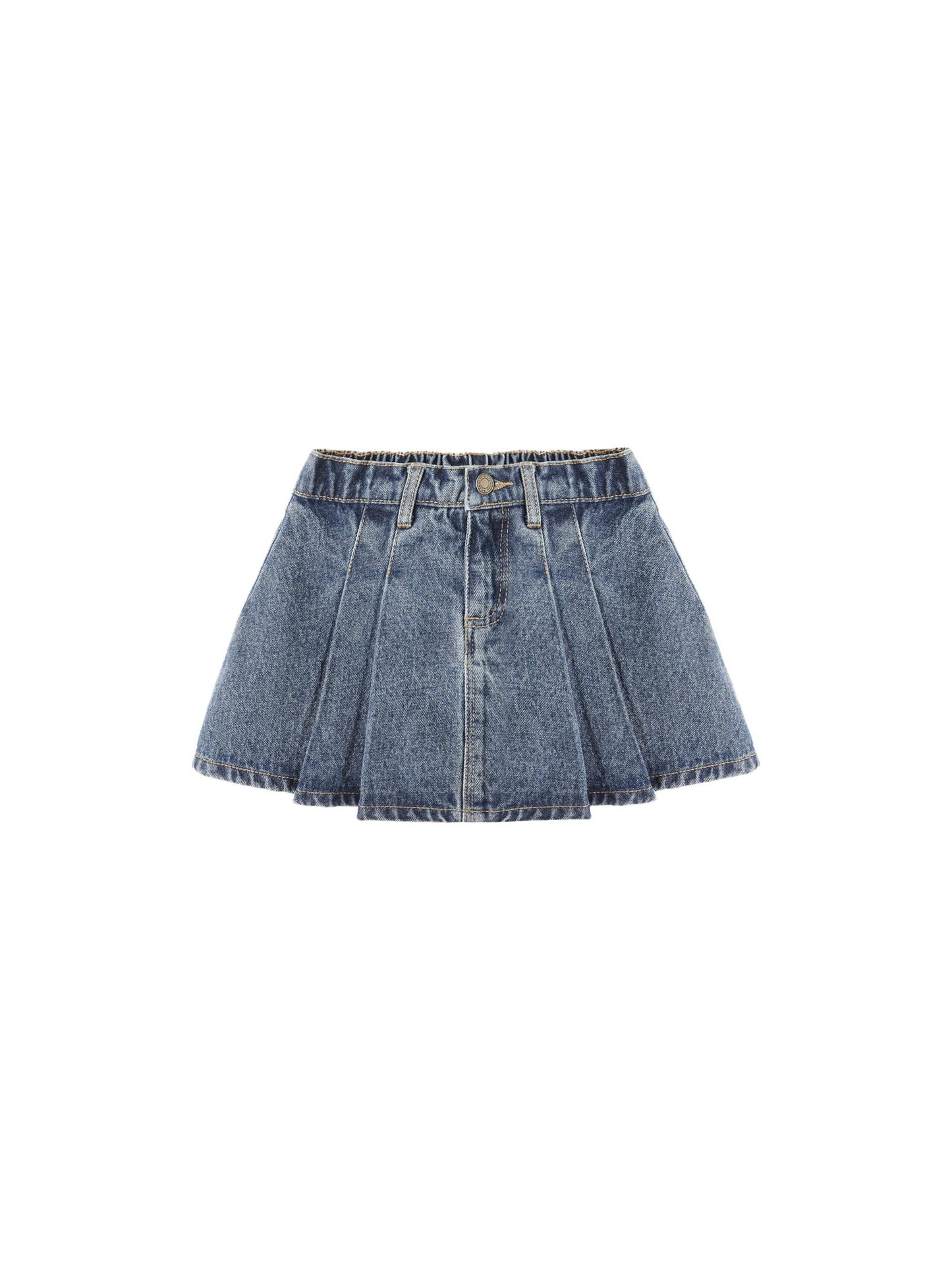 Indigo Denim Pleated Denim Skirt