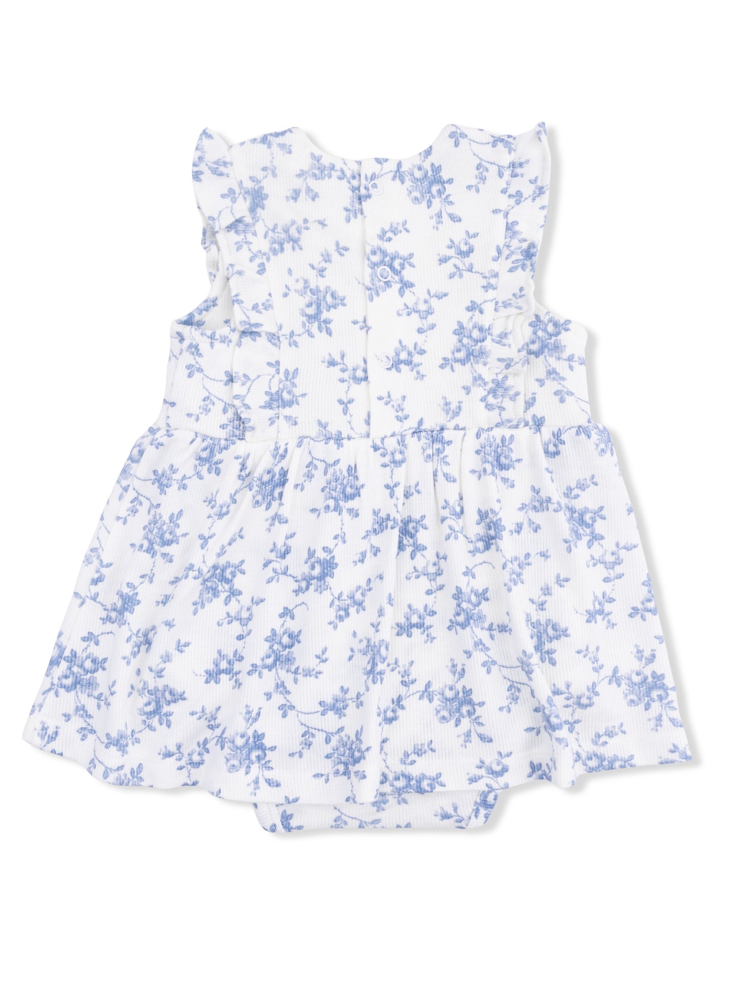 Baby Blue Vines Floral Ruffle Bodysuit Dress