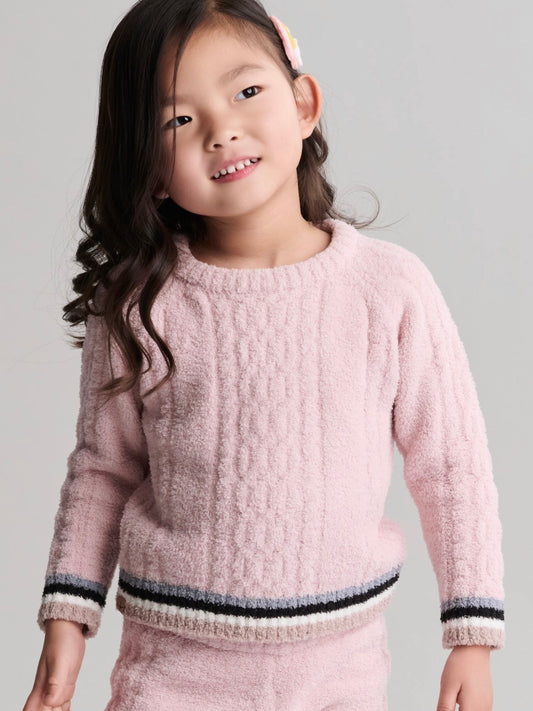 CC Sporty Rib Cable Pullover - Dusty Rose