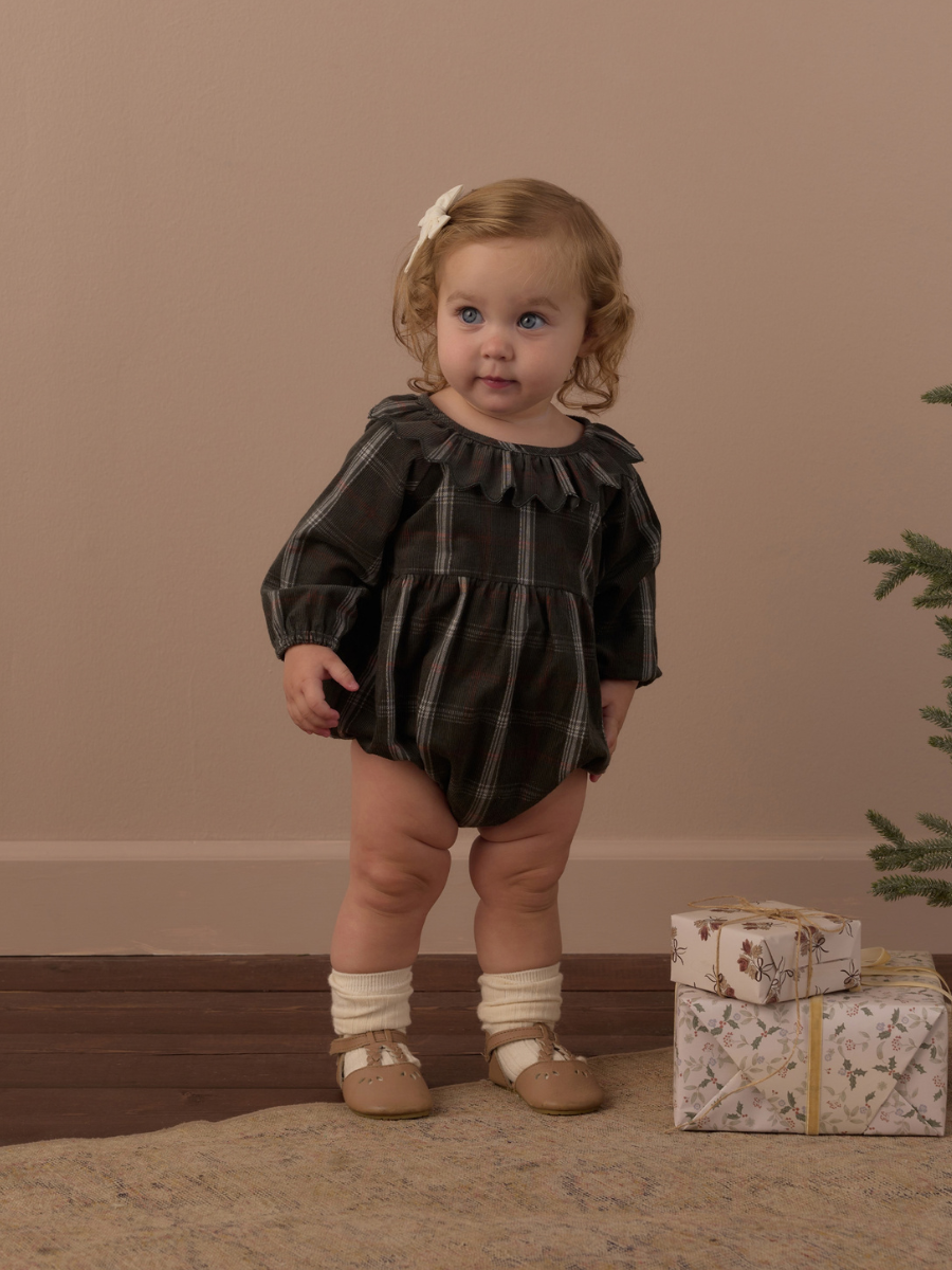 Evergreen Holiday Plaid Freya Romper