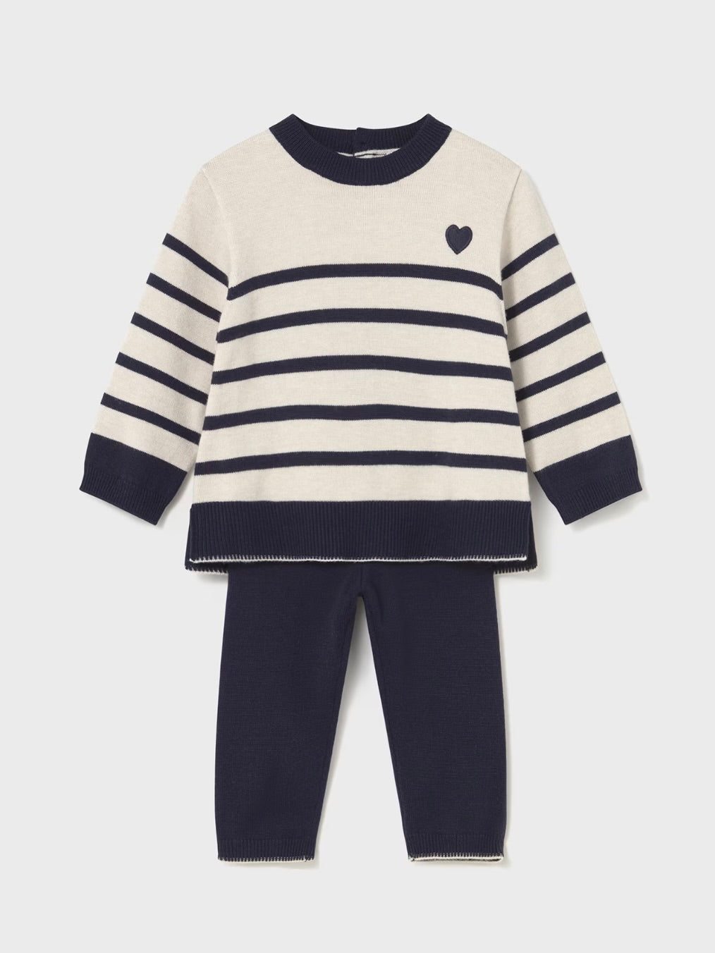 Sweater + Pant Knit Set - Heart/Stripe