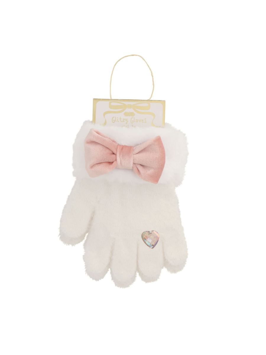 Glitzy Gloves - White