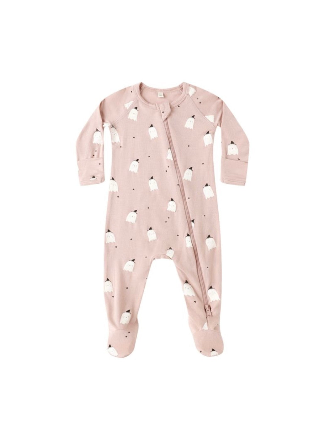 Bamboo Zip Footie - Pink Ghosts