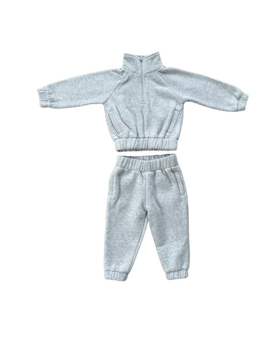 Fleece Zip Set - Heather Gray