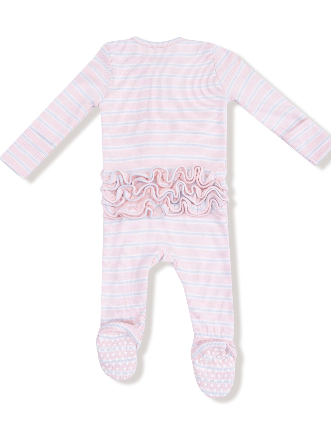 Pink Multi Stripe Ruffle Footie