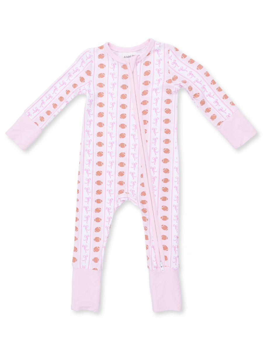 Pink Football Bow Stripe Convertible Romper