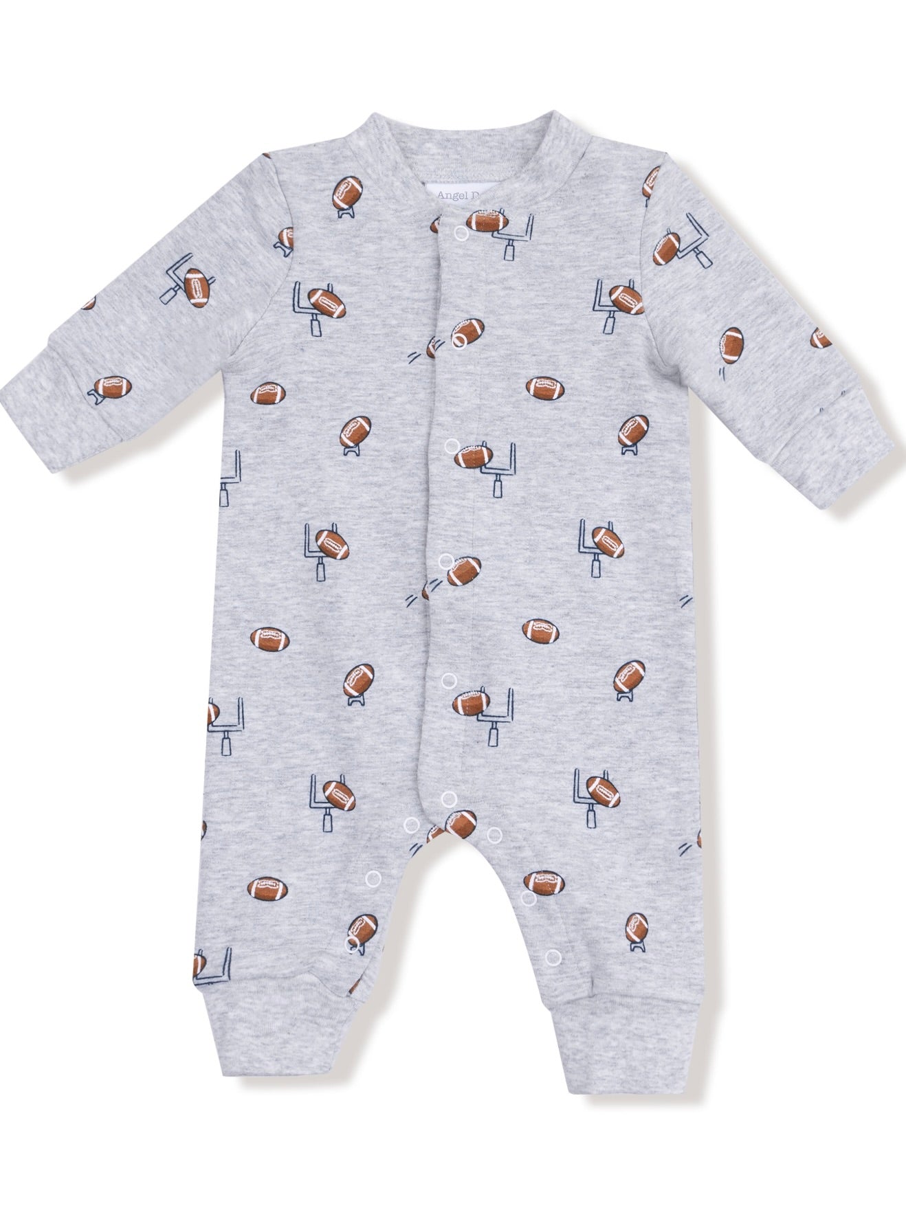 Football Field Goal French Terry Baseball Collar Romper