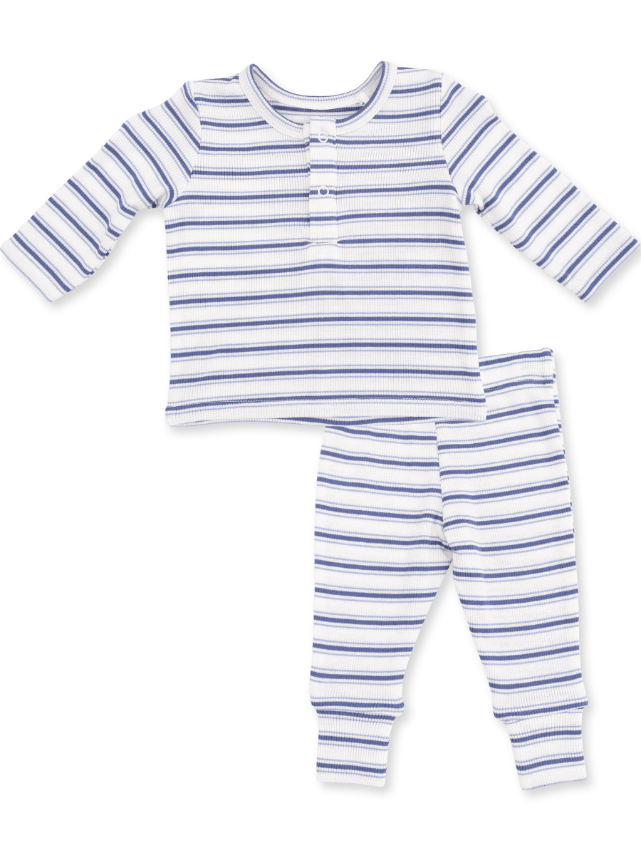 Cream + Blue Vintage Stripe Henley Play Set