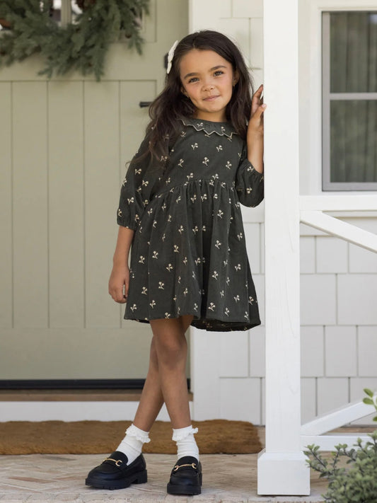 Evergreen Blossom Embroidery Freya Dress