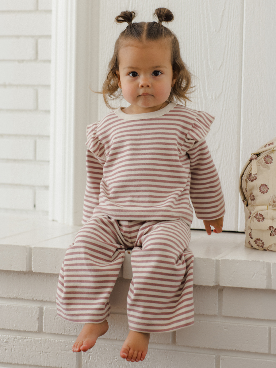 Mulberry Stripe Ruffle Cozy Set