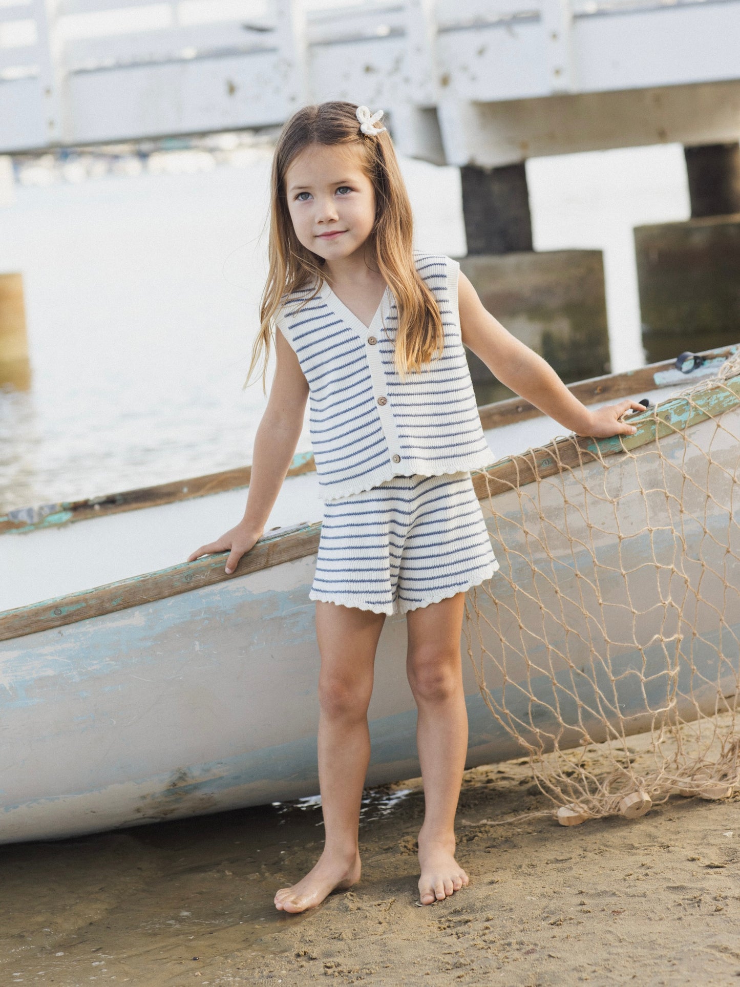 Marine Stripe Knit Vest Set