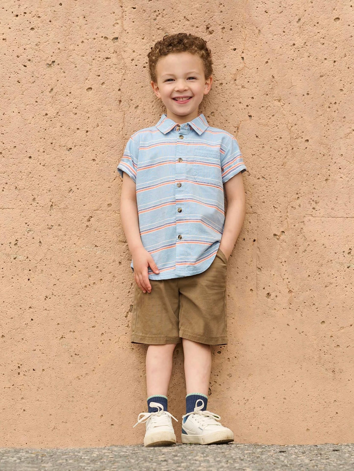Blue Summer Stripe Button Down Shirt