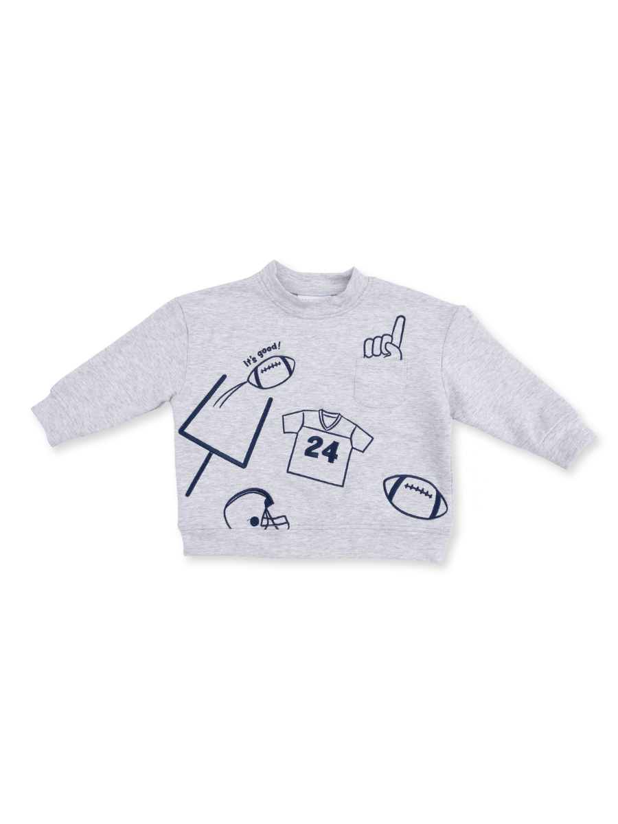 Navy Football Drop Sleeve Sweatshirt