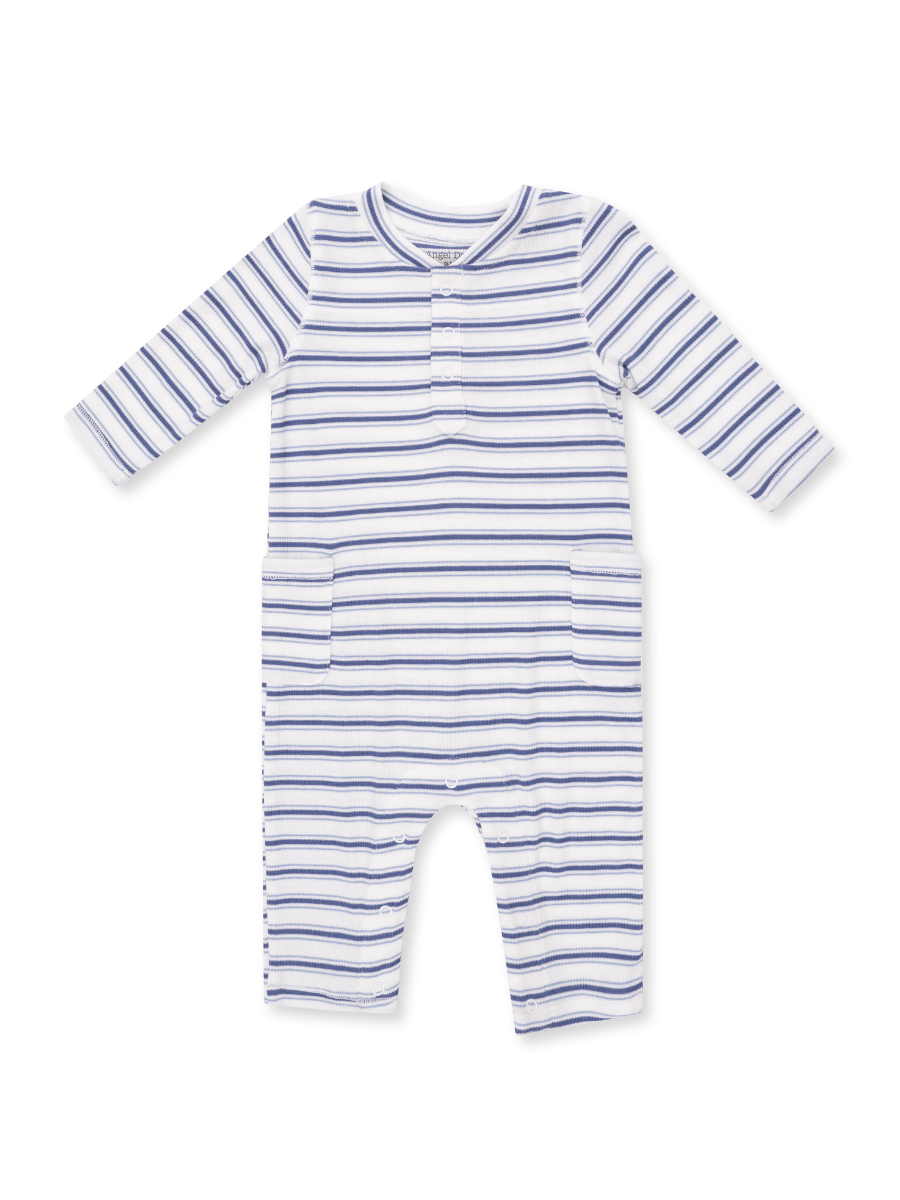 Cream + Blue Vintage Stripe Romper