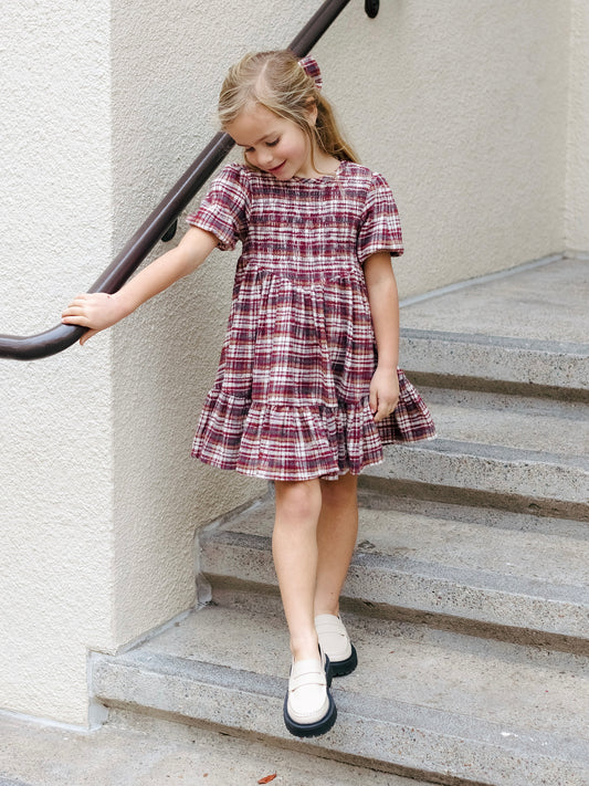 Burgundy Plaid India Dress