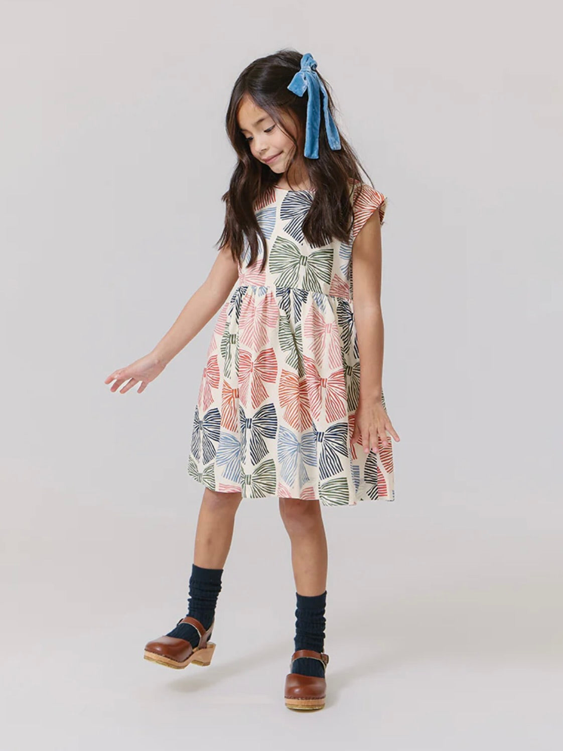 Adaline Dress - Multi Striped Bows