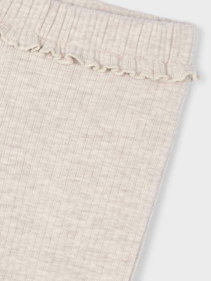 Rib Knit Flare Leggings - Cream/Tan