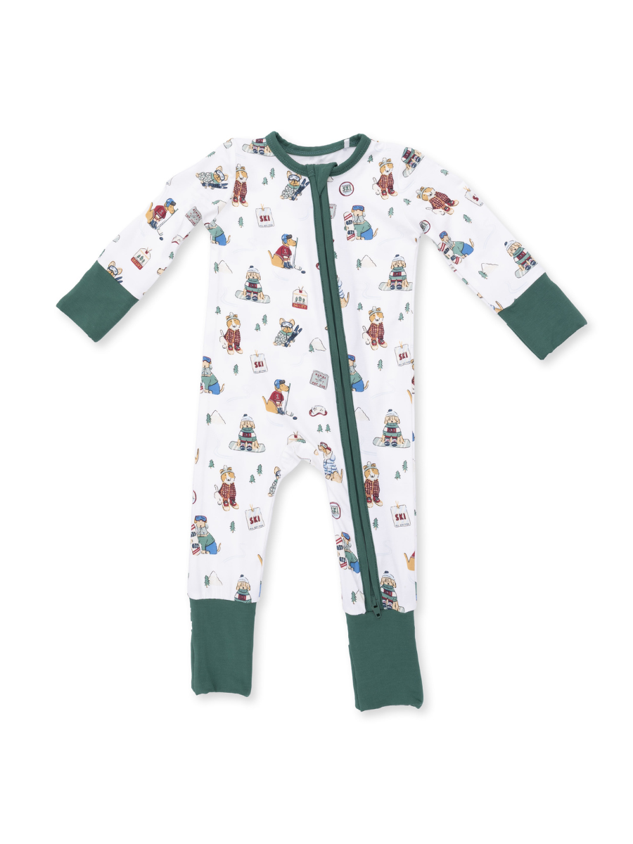 Green Winter Sports Dogs Convertible Romper