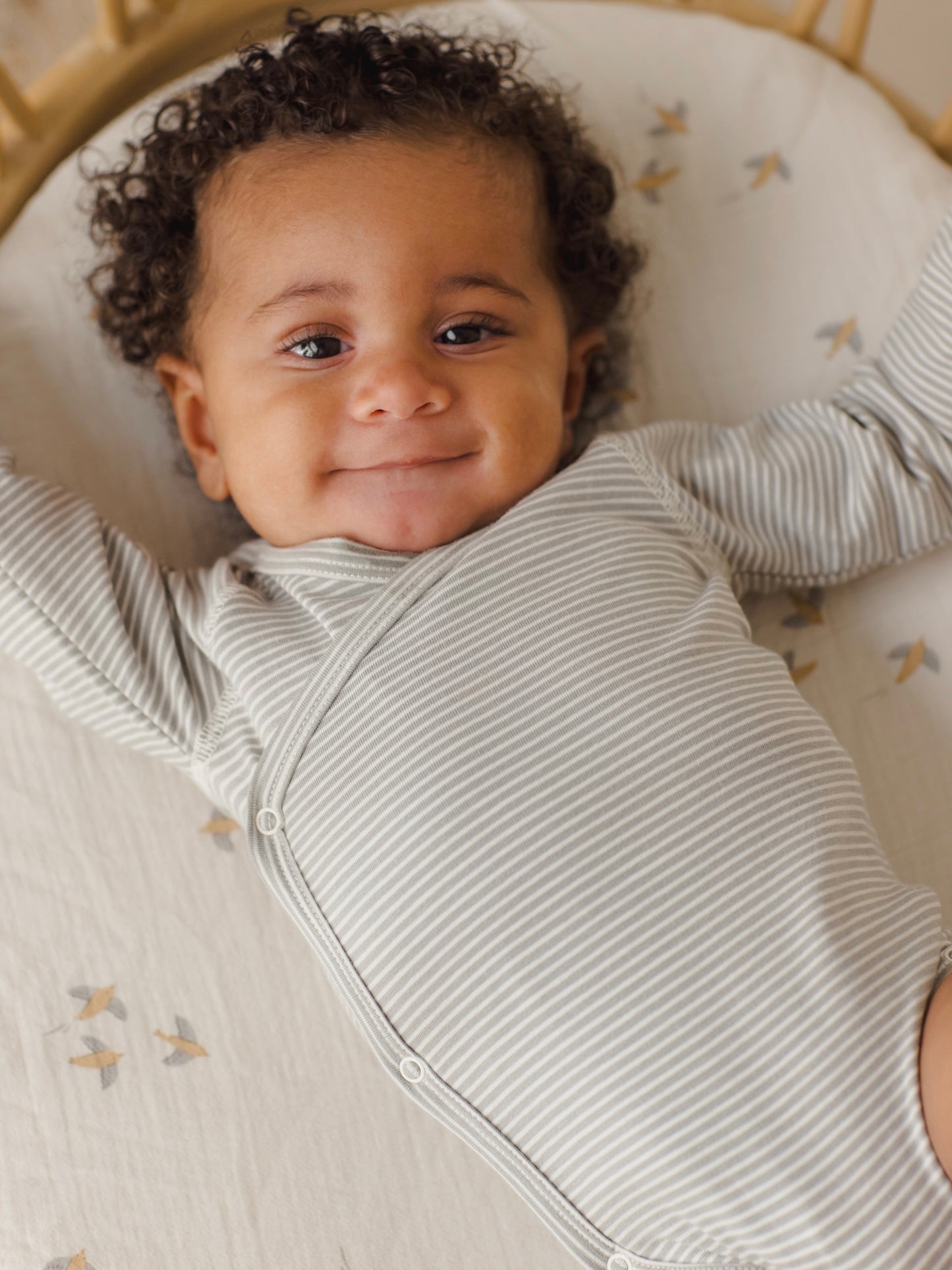 Sage Micro Stripe Side Snap Bodysuit