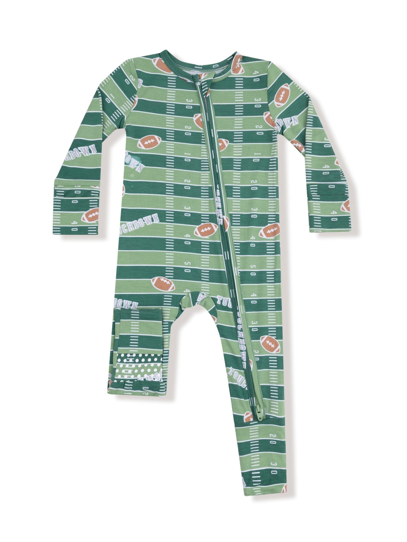Glow in the Dark Football Field Zipper Romper