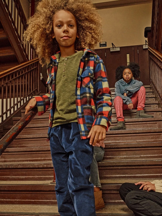 Snow Fleece Shirt - Cherry/Blue Check