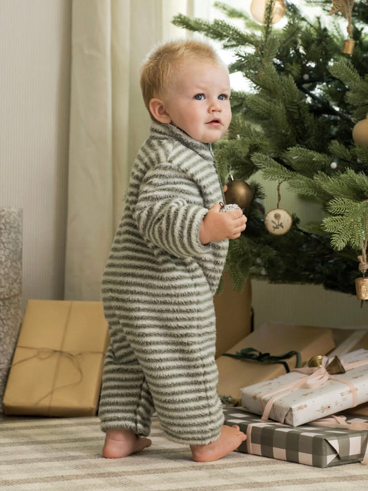 Evergreen Stripe Fuzzy Winter Jumpsuit