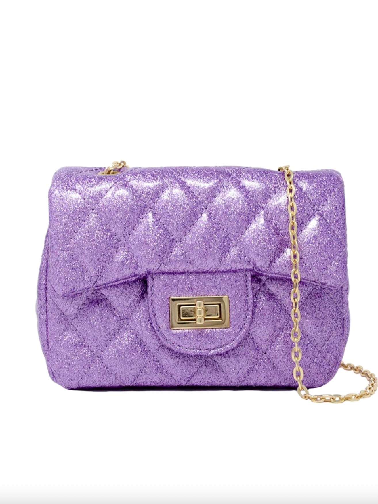 Classic Quilted Sparkle Mini Bag- Purple