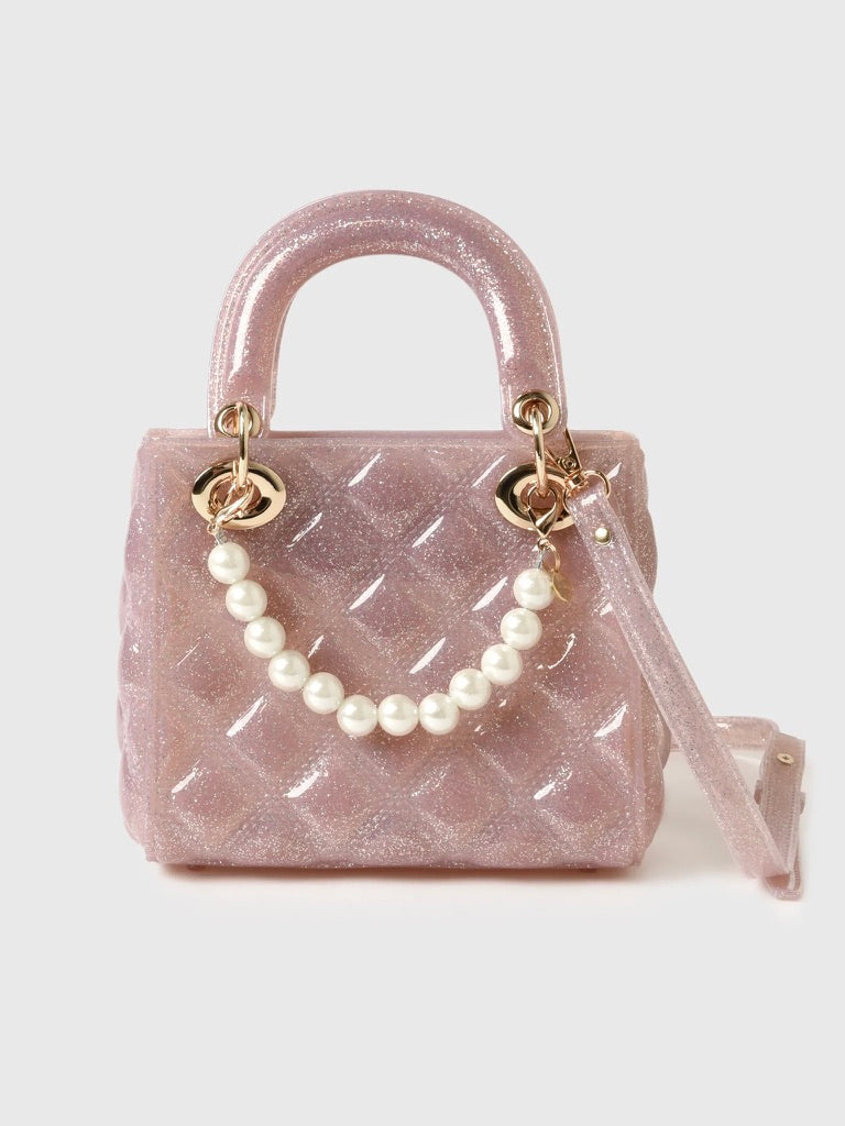 Pearl Handle Bag - Pink Sparkle