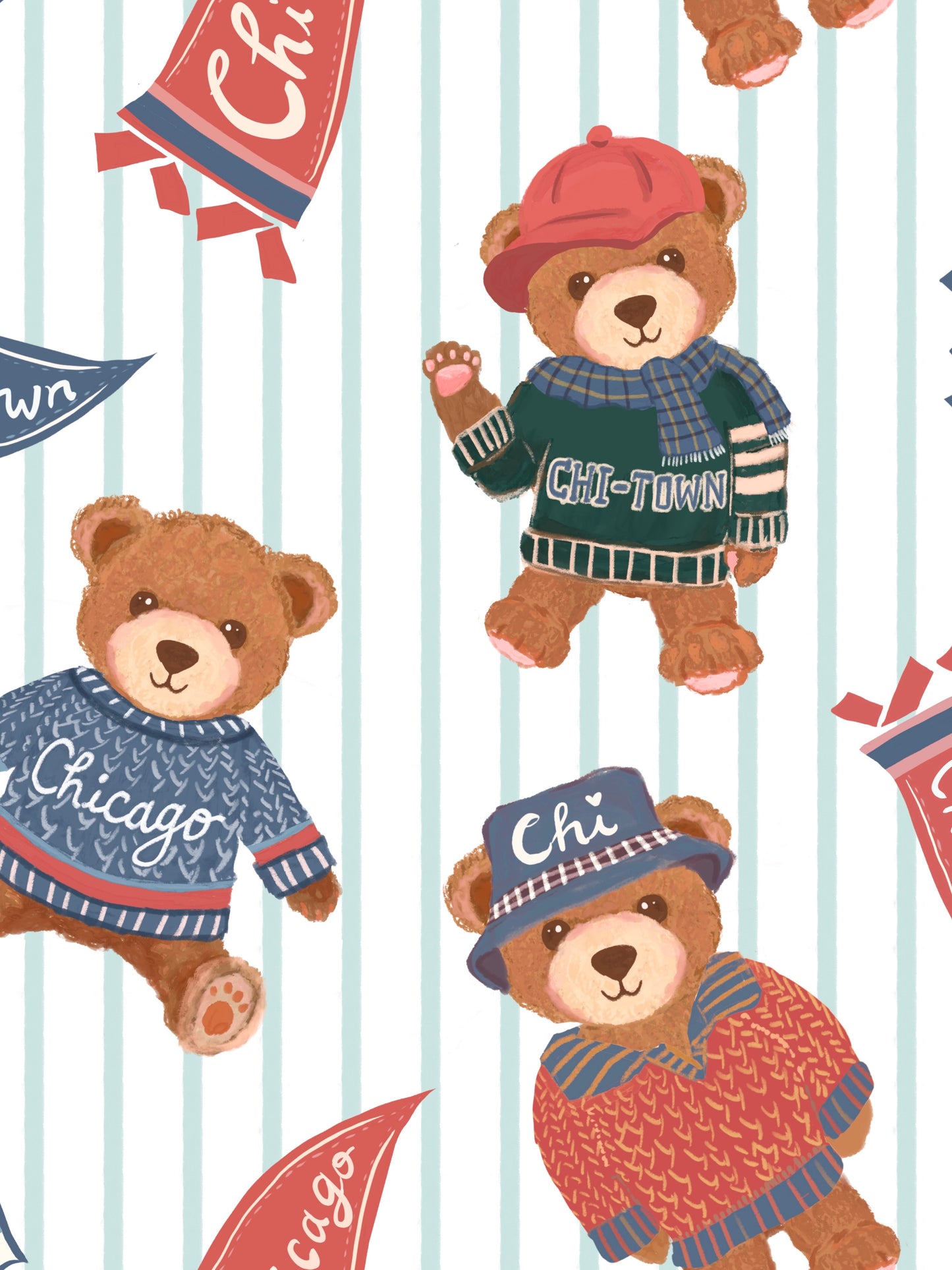 Chitown Teddy's Fuzzy Back Blanket- BLUE