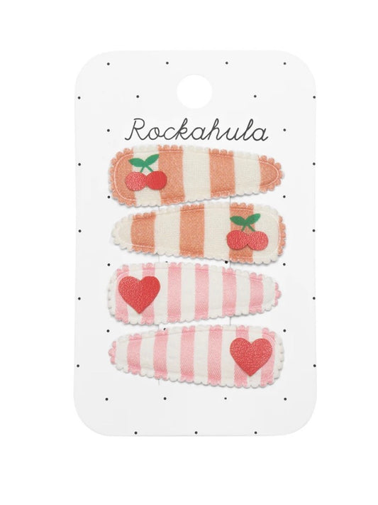 Cherry Stripe Fabric Clip Set
