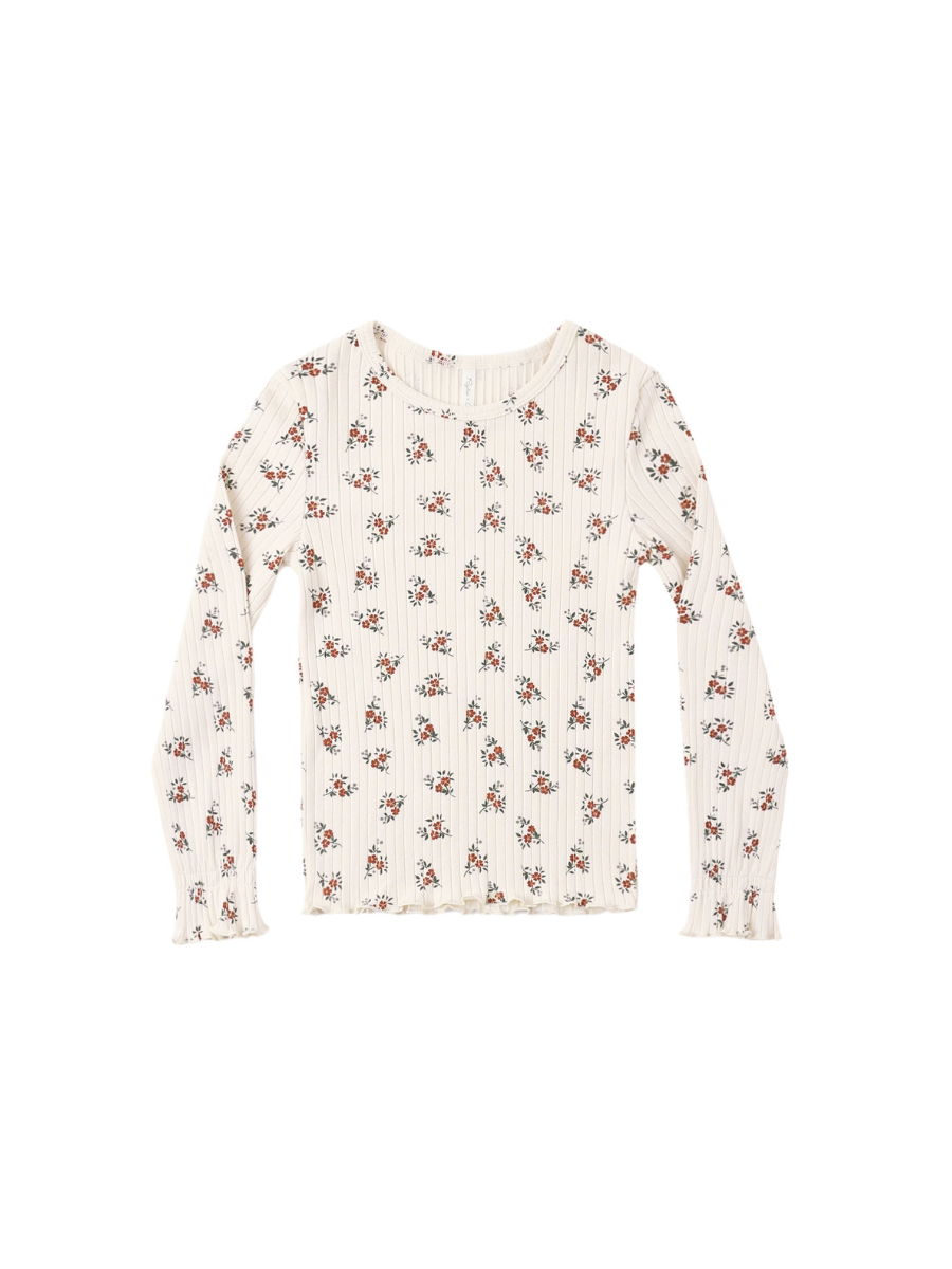 Natural Ruby Bloom Ribbed Long Sleeve Top