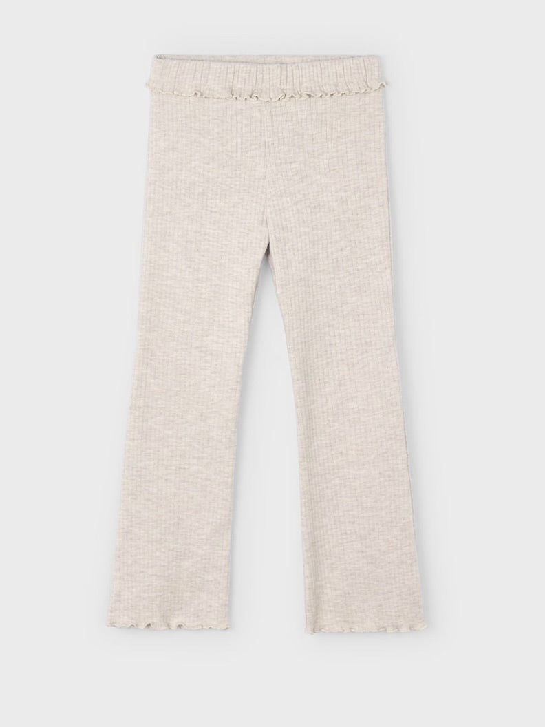 Rib Knit Flare Leggings - Cream/Tan