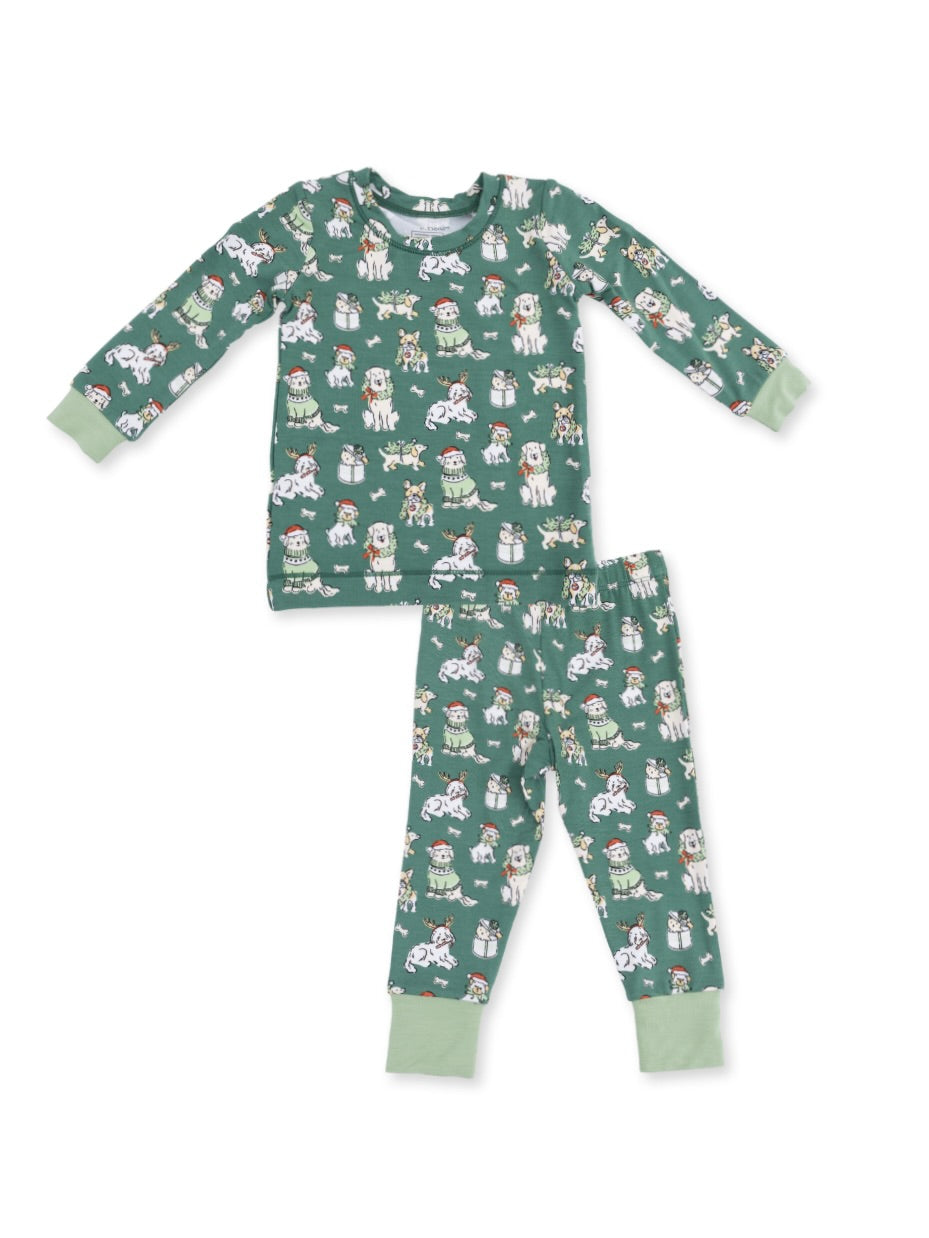 Green Christmas Dogs Loungewear Set