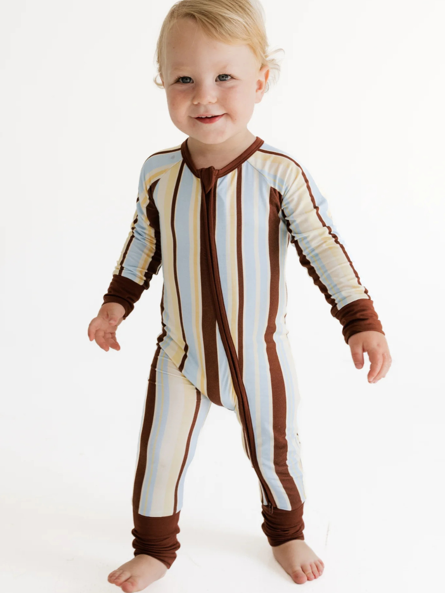 Leo Stripe Zipper Romper