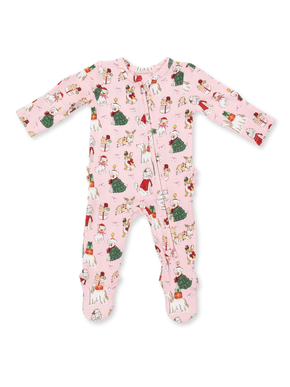 Pink Christmas Dogs Footie