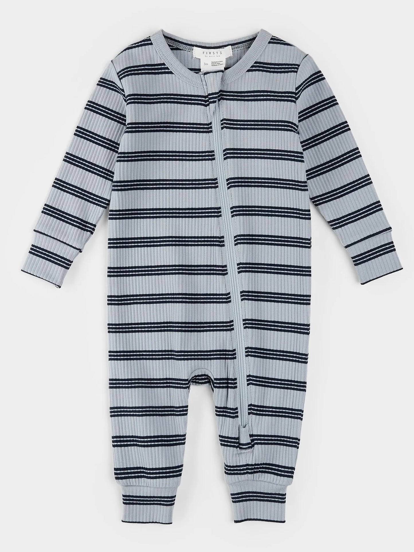 Modal Rib Romper - Blue Stripe