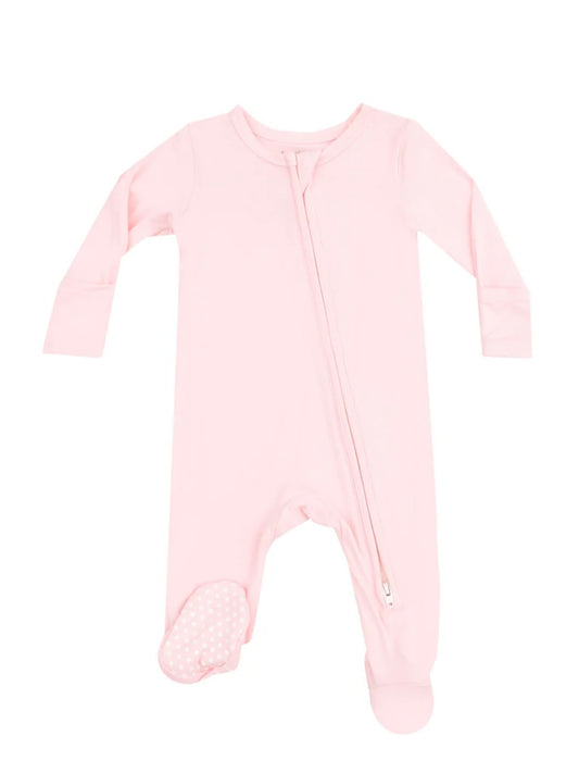 Solid 2-Way Zipper Footie - Tickled Pink