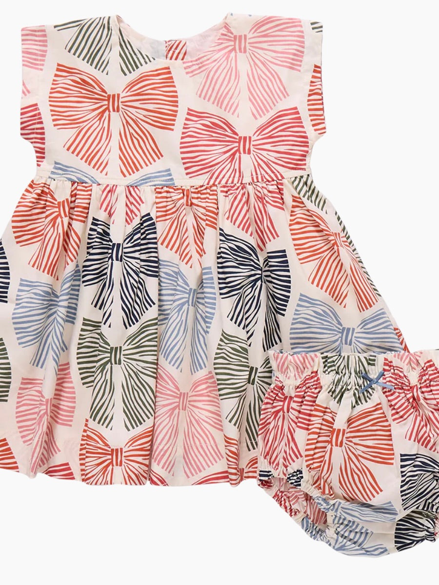 Baby Girls Adaline Dress Set - Multi Striped Bows