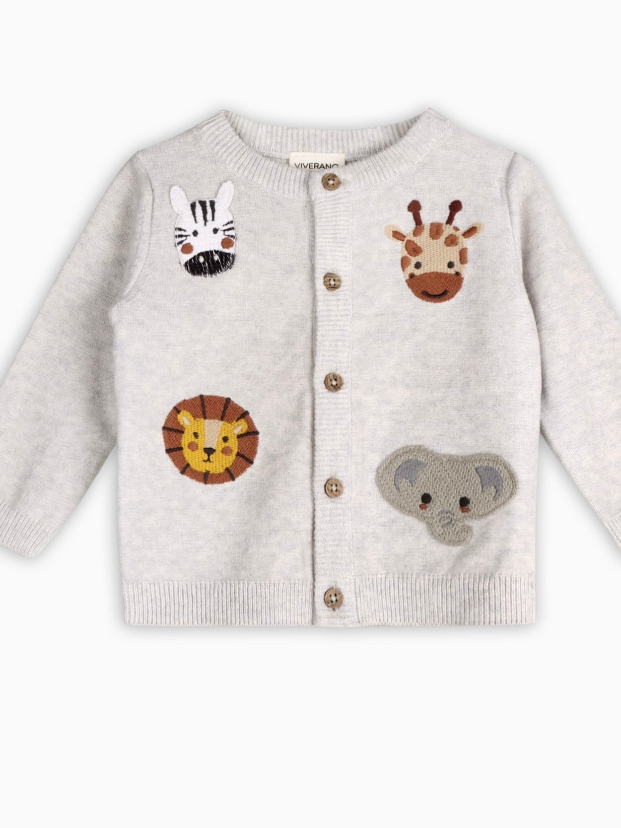 Animal Friends Embroidered Cardigan Sweater - Grey Heather