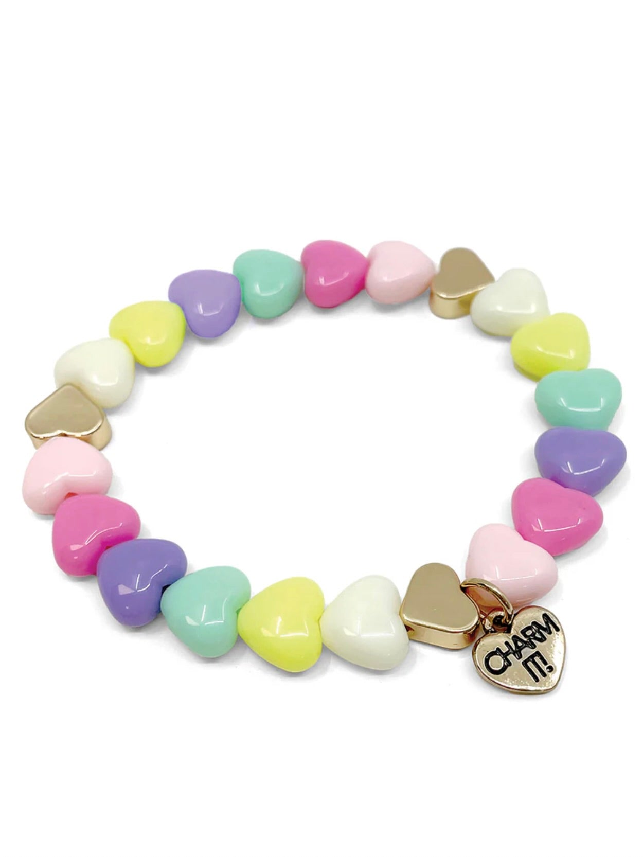 Charm It! Pastel Heart Stretch Bead Bracelet
