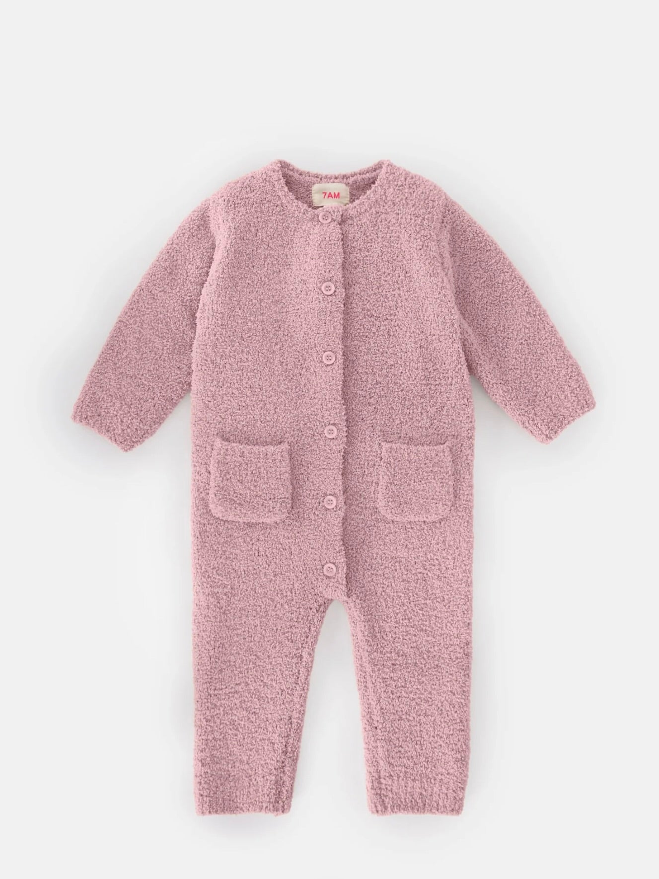 Long Sleeve Fuzzy Jumpsuit - Ash Rose