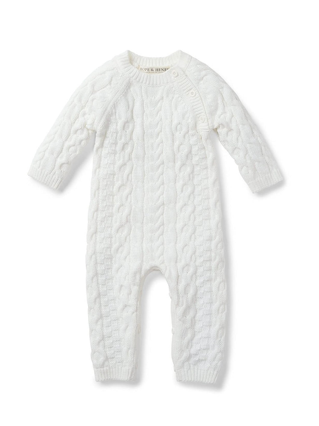 Soft White Organic Cable Knit Sweater Romper