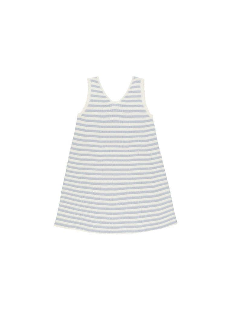 Blue Stripe Crochet Mini Dress