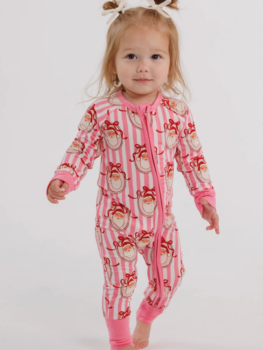 Pink Santa Claus Lane Zipper Romper